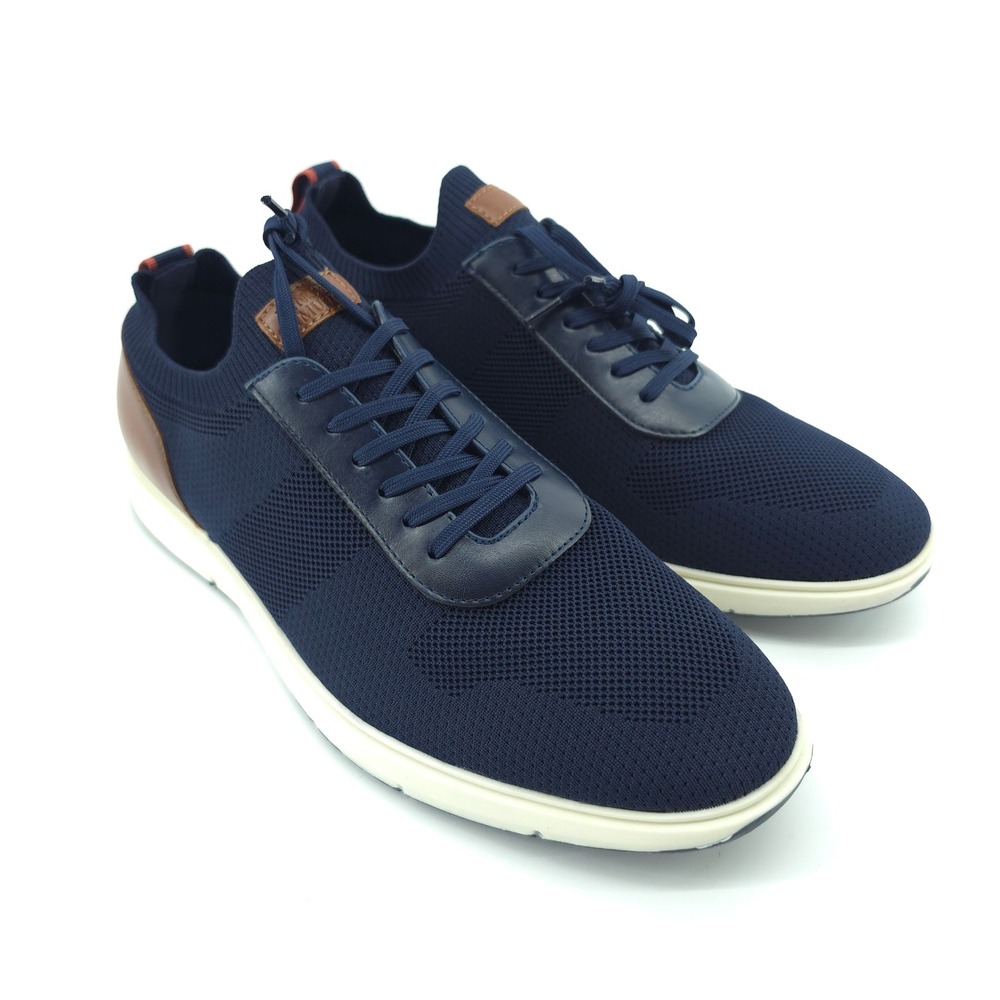 Vince Camuto Mens Kael Sneaker Knit Leather Navy Blue Cuero Size 8 Casual Luxury